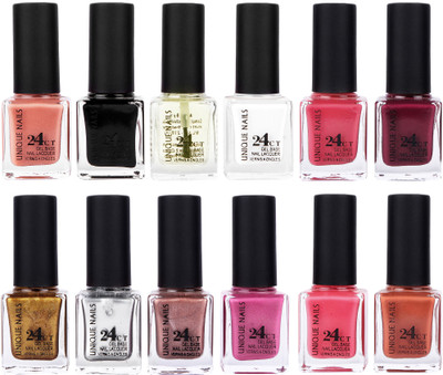 

Unique Nails Rich Color Gel Base Nail Polish combo 7529 multicolor(Pack of 12)