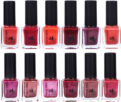 

Unique Nails Rich Color Gel Base Nail Polish combo 7565 multicolor(Pack of 12)