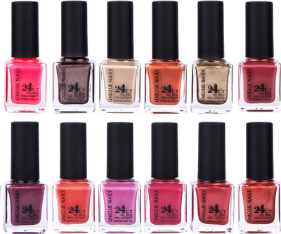 

Unique Nails Rich Color Gel Base Nail Polish combo 7547 multicolor(Pack of 12)