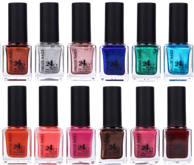 

Unique Nails Rich Color Gel Base Nail Polish combo 7538 multicolor(Pack of 12)