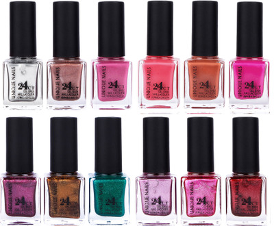 

Unique Nails Rich Color Gel Base Nail Polish combo 7560 Multicolor(Pack of 12)