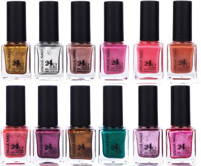 

Unique Nails Rich Color Gel Base Nail Polish combo 7559 Multicolor(Pack of 12)