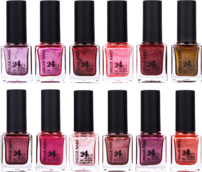 

Unique Nails Rich Color Gel Base Nail Polish combo 7567 Multicolor(Pack of 12)
