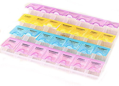 

RIANZ 28-day High Quality Weekly Pill Box Medicine Tablet Holder Dispenser Holder (4 Row) Pill Box(Multicolor)