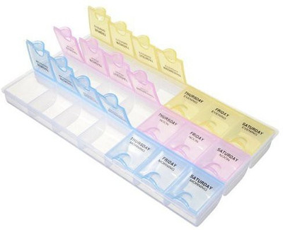 

RIANZ 21-Days High Quality Weekly Pill Box Medicine Tablet Holder Dispenser Holder (3 Row) Pill Box(Multicolor)