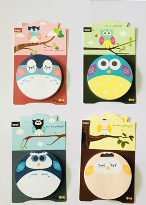 R H lifestyle STICKY NOTES 50 Sheets CUTE OWL SHAPE STICKY NOTES, 4 Colors(Set Of 4, Yellow,Green,Pink,Blue)