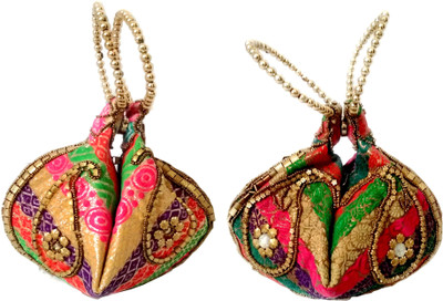 

DsGifts Handmade Designer Rajasthani Potli Bag Combo for Women and Girls Multicolor (Set of 2 Potli Bags) Potli(Multicolor)