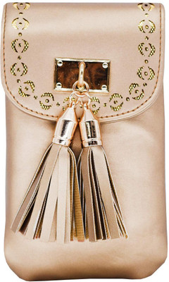 

Bagaholics Ethnic Saree Clutch Leather Fringes Mobile Pouch Phone Sling Cover With Waist Clip Ladies Purse Gift For Women Mobile Pouch(Beige)