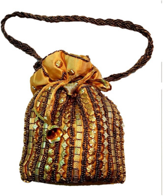 

Jmdaddictiongallery Traditional Design Tote Shape Potli(Gold)