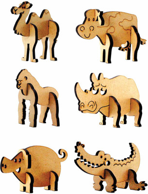 

Spline AniMini Set- 1 (3D DIY Animals Wood Puzzle)(21 Pieces)