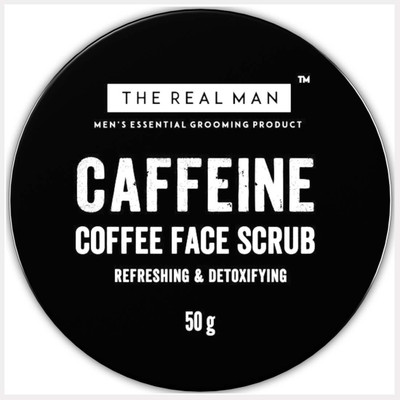 

THE REAL MAN Refreshing & Detoxifying Caffeine Coffee Face Scrub 50g. With Extract of Aloe Vera & Natural Activated Brown Coffee. Scrub(50 g)