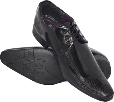 

Blue Pop Synthetic Leather Black Formal Shoes Lace Up For Men(Black