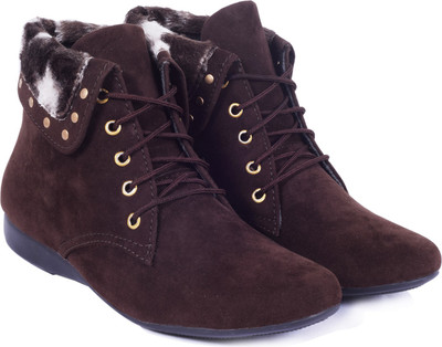 

Trendy Look Fur Casual Boots For Women(Brown
