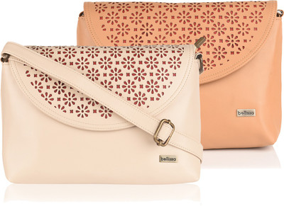 

Bellissa Women Evening/Party, Sports Beige PU Sling Bag