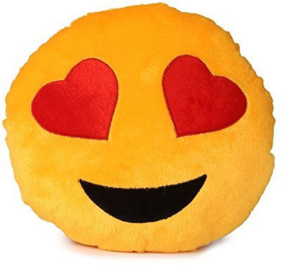 

prachi toys Yellow Heart Eyes Smiley Cushion,Yellow - 30 cm(Yellow)