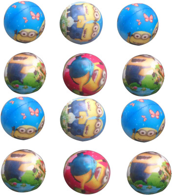 

PTCMart Multicolour Minions Cartoon Printed Soft Balls Set of 12pcs - 14 cm(Multicolor)
