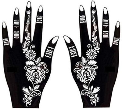 

ivana's Ivana's Henna Tattoo Stencil Set of 2 Women Girls Hand Finger Body Paint Temporary Tattoo (22)(Hand)