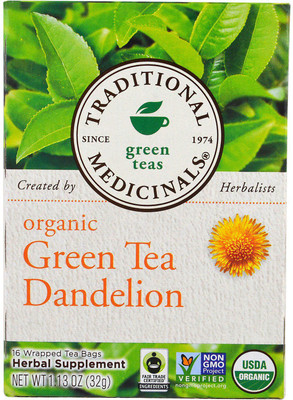 

Traditional Medicinals Teas Organic Green Tea Dandelion 16 bag Unflavoured Green Tea Bags(16 Bags, Box)