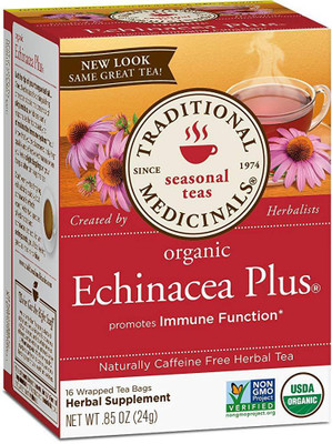 

Traditional Medicinals Teas Organic Echinacea Plus Tea 16 bag Unflavoured Green Tea Bags Box(16 Bags)
