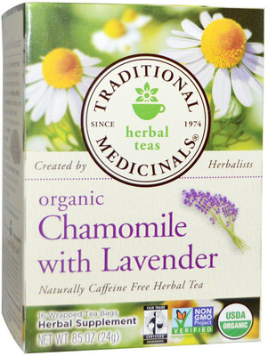 

Traditional Medicinals Teas Organic Chamomile w/Lavender Tea 16 bag Chamomile Green Tea Bags(16 Bags, Box)