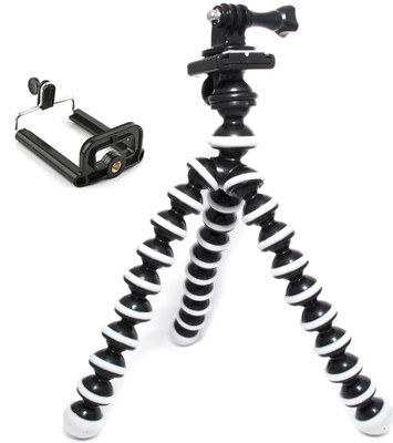 

BJORK Best buy new arrival fully flexible Portable & Foldable Camera & Mobile Tripod with Mobile Clip Holder Bracket Fully Flexible Mount Cum Tripod Stand with Three-Dimensional Head & Quick Release R6 Plate Gorilla Tripod 10" - DSLR , Smartphone & Action