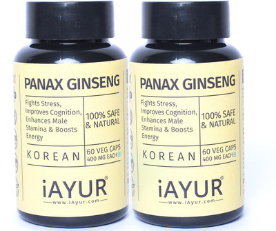 

iAYUR Ginseng (Panax Korean) Extract (Pack of 2) 100% Potent 400 Mg Extract(120 No)