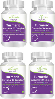 

Natures Velvet Lifecare Turmeric Curcumin C3 Complex Pure Extract 500mg, 60 Veggie Capsules - Pack of 4(240 No)