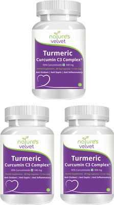 

Natures Velvet Lifecare Turmeric Curcumin C3 Complex Pure Extract 500mg, 60 Veggie Capsules - Pack of 3(180 No)