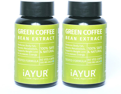 

iAYUR Green Coffee Bean (50% CGA) (Pack of 2) 100% Potent, Pure & Safe 500 Mg(120 No)