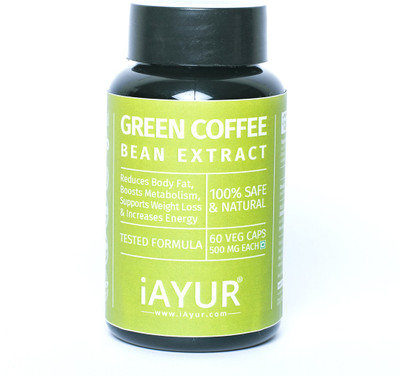 

iAYUR Green Coffee Bean (50% CGA) Tested & Certified 100% Potent, Pure & Safe 500 Mg(60 No)