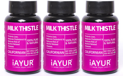 

iAYUR Milk Thistle Extract (Pack of 3) 100% Potent, Pure & Safe - 500 Mg Extract(180 No)