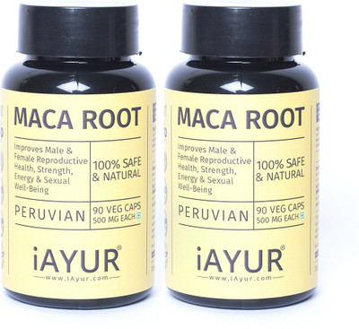 

iAYUR Maca Root Extract (Pack of 2) 100% Potent, Pure & Safe 500 Mg(180 No)