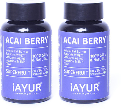 

iAYUR Acai Berry Extract (Pack of 2) 100% Potent, Pure & Safe 500 Mg(120 No)