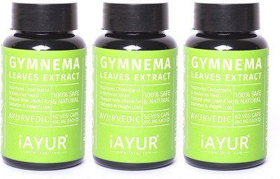 

iAYUR Gymnema Extract (Pack of 3) 100% Potent, Pure & Safe - 500 Mg Extract(180 No)