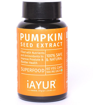 

iAYUR Organic Pumpkin Seeds Extract Tested & Certified 100% Potent, Pure & Safe 500 Mg(60 No)
