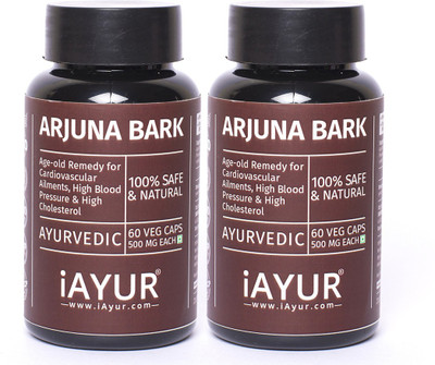 

iAYUR Arjuna Bark Extract (Pack of 2) 100% Potent, Pure & Safe - 500 Mg Extract(120 No)
