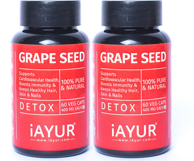 

iAYUR Grapeseed Extract (Pack of 2) 100% Potent, Pure & Safe 500 Mg(120 No)