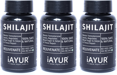 

iAYUR Shilajit Extract (Pack of 3) 100% Potent, Pure & Safe 500 Mg Extract(180 No)