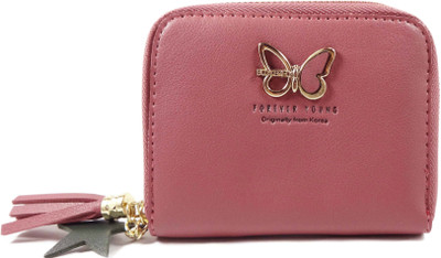 

SB Women Black Artificial Leather Wallet(4 Card Slots), Buterfly purple