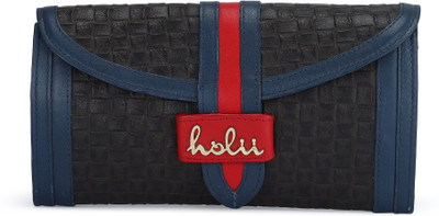 

Holii Women Brown, Blue Genuine Leather Wallet(10 Card Slots)