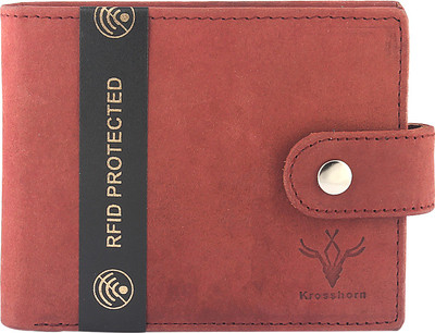 

Krosshorn Men Brown Genuine Leather Wallet(7 Card Slots), Cherry brown