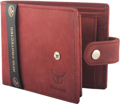 

Hidelink Men Casual Brown Genuine Leather Wallet(6 Card Slots), Reddish brown