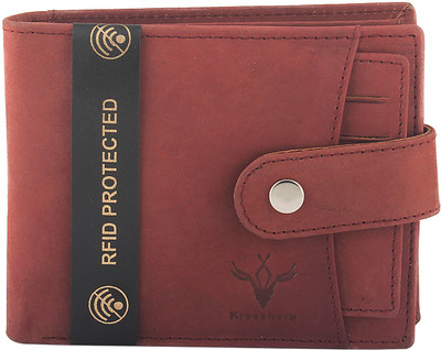 

Krosshorn Men Brown Genuine Leather Wallet(6 Card Slots), Cherry brown