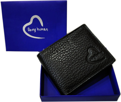 

BElNG HUMAN Men Black Genuine Leather Wallet(8 Card Slots)