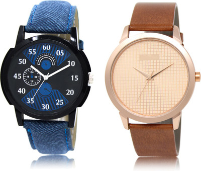 

The Shopoholic Black And Blue And Rose Gold Dial Analog Watch For Boys Mens Brown Leather Watch Watch - For Men