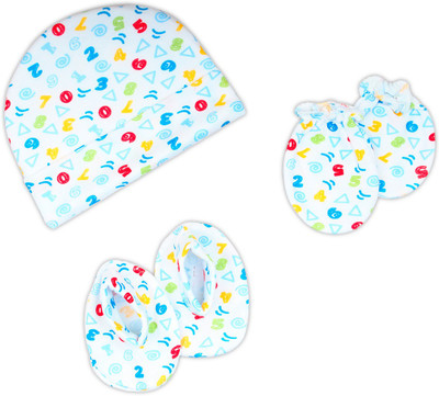 

Offspring Colourful Numbers Baby Cap Mittens Booties Combo Set(Blue, Multicolor)