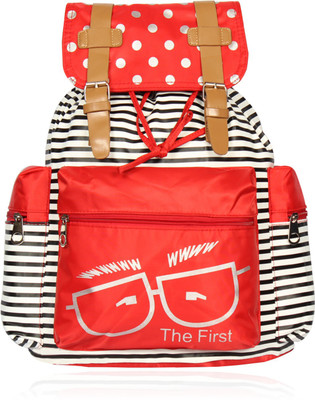 

Belladona Marvelous Stripes IN RED and White 35 Backpack(Multicolor), Red;white