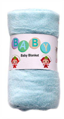 popo Plain  Crib Baby Blanket(Woollen Blend, Blue
