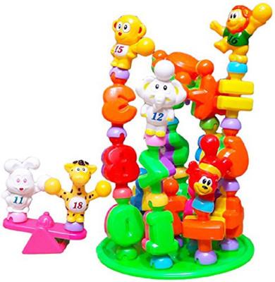 

IndusBay Early Educational Learning Blocks with Numbers Shaped Rattle & Cute Animals Blocks For Toddlers Kids(Multicolor)
