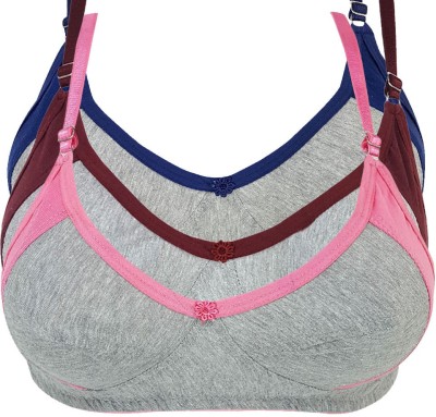 X-WELL Women T-Shirt Non Padded Bra(Maroon, Blue, Pink)